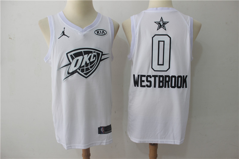 Men Oklahoma City Thunder #0 Westbrook White 2108 All Stars NBA Jerseys